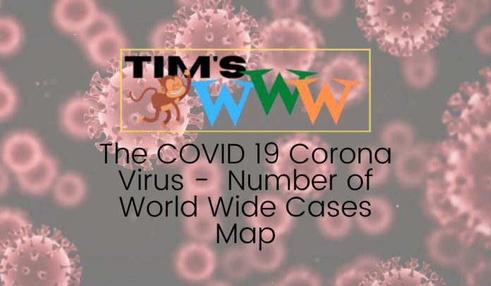 the covid corona virus – number of world wide cases map