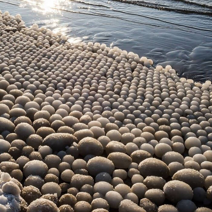 Ice eggs balls finland siberia weather phenonena