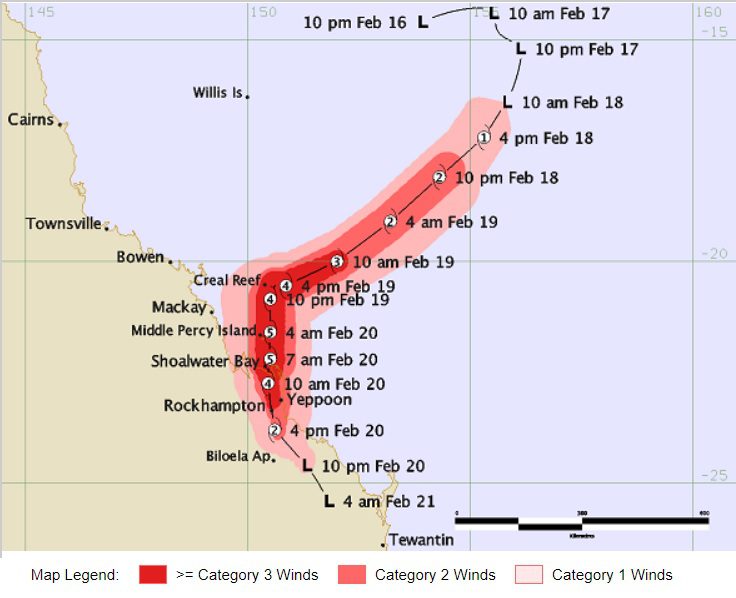 Cyclone marcia track map