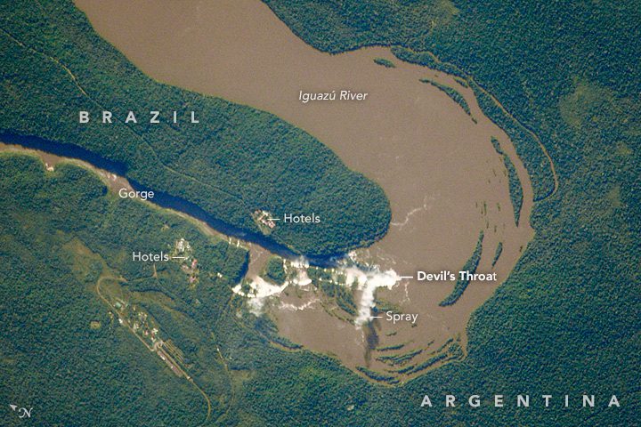 Iguazu falls from iss