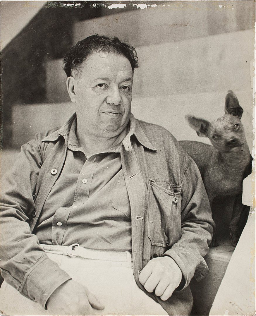 Px diego rivera with a xoloitzcuintle dog in the blue house coyoacan google art project