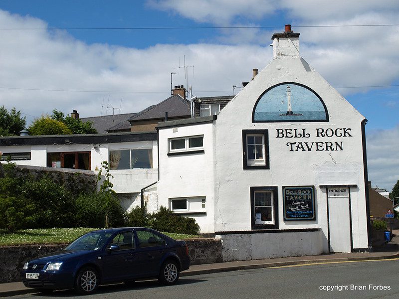 The bell rock tavern at tayport harbour in north fife. The half moon painting on the wall depicts the famous bell rock lighthouse in the north sea where the waters of the tay merge.
