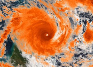 Tropical Cyclone Ita Off Shore Queensland Australia