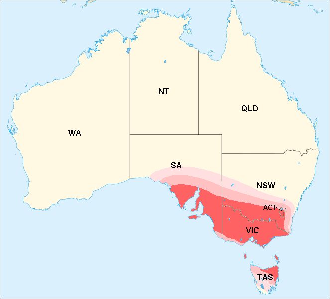 Map of the southern australia heat wave affected area