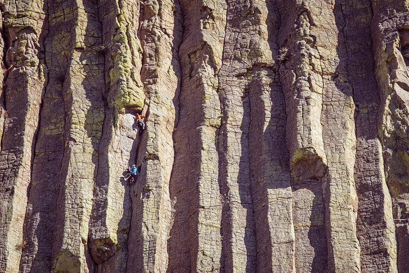 Rock Climbing at Devils Tower National Monument Wyoming