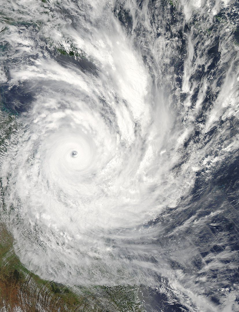 Satellite image of severe tropical cyclone yasi approaching queensland australia on february