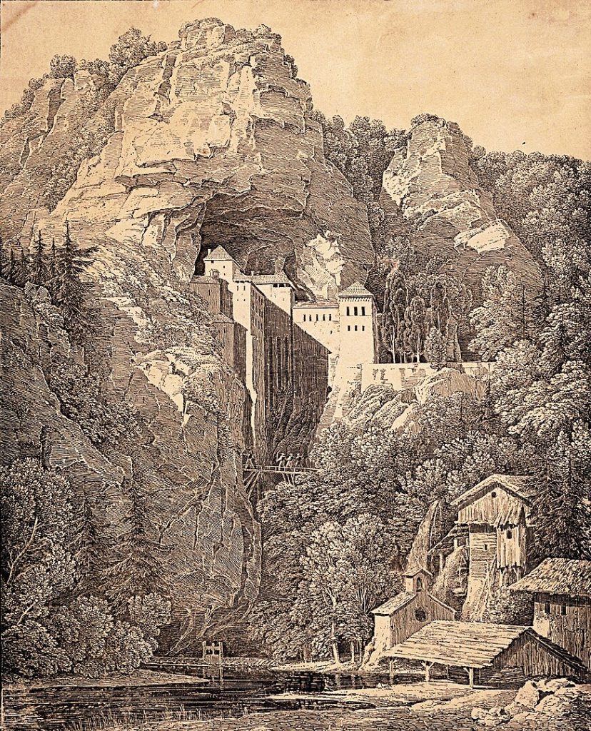 lithography of the castle by Karl Friedrich Schinkel